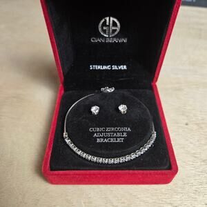 NIB Giani Bernini 2-Pc. Set Zirconia Bracelet & Stud Earrings in Sterling Silver